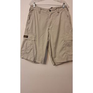 Vintage POLO JEANS COMPANY Men's Military Surplus Cargo Shorts Ivory Khaki Sz 31